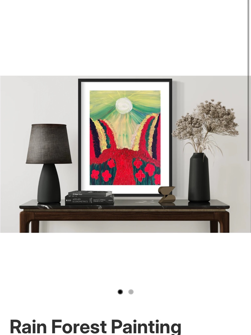 Abstract Rain Forest Wall Art Painting— Red & Green